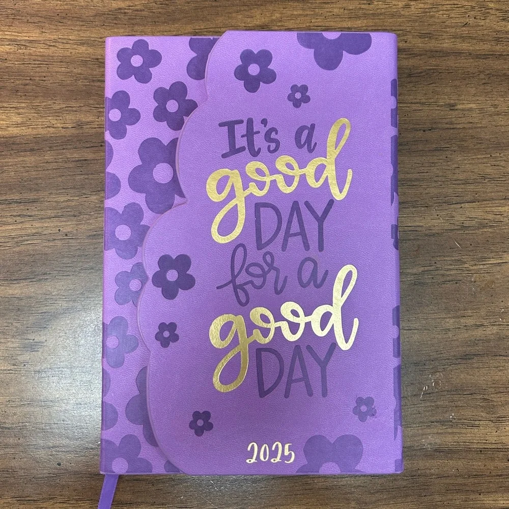 A purple textured 2025 planner with Monthly, Weekly, Birthday, and Note pages.